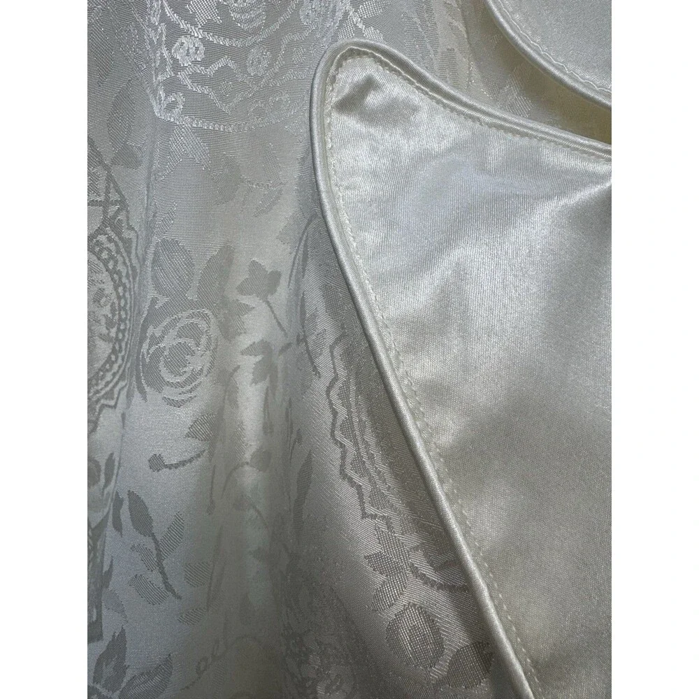 Vintage Long Womens Robe Ivory Victoria Secret Gold Label Bridal Pockets Sz M/L
